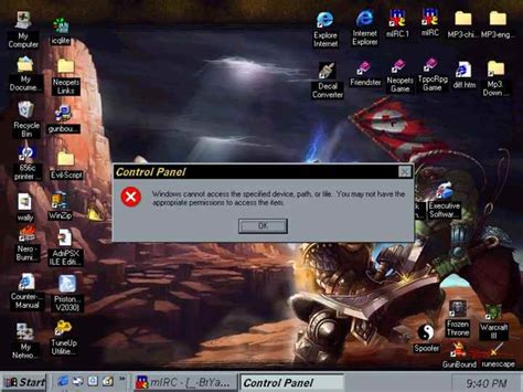 Image result for Control Panel Error