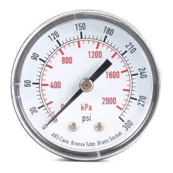 0 to 2000 Kpa, 1/4 in Bspt,Pressure Gauge, 0 to 300 Psi Range, -3-2-3% ...