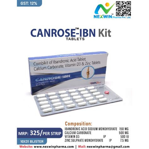 Ibandronic Acid + Elemental Calcium + Vitamin D3 + Zinc Tablets ...