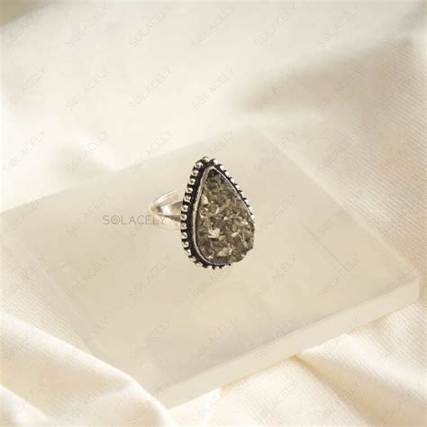 Big Natural Pyrite Stone Ring - Attract Abundance and Prosperity