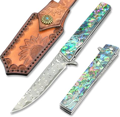 Buy Damascus Pocket Knife, VALKNUT Handmade Hand Forged VG-10 Steel ...