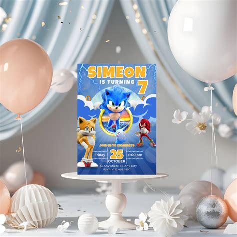 Sonic Birthday Invitation, Super Sonic Party Invitation, Super Hedgehog ...