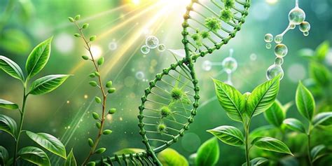 Biology nature and science Plants with biochemistry structure on green ...