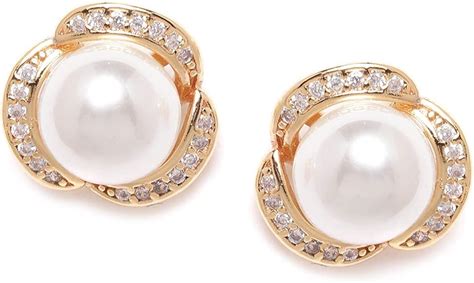 Buy Zaveri Pearls Splendid Gold Tone Shimmering Cubic Zirconia & Pearl ...