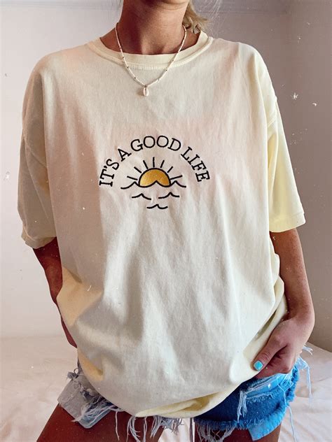 Embroider It's A Good Life Tee Sunkissedcoconut™️ in 2021 | Cute shirt ...
