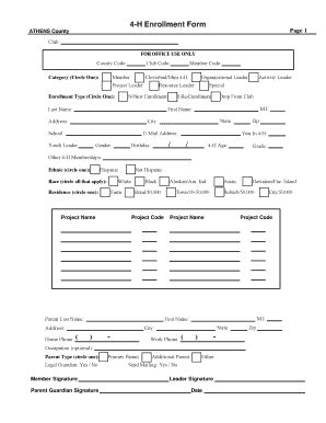 Fillable Online 4-H Enrollment Form - Trumbull County Home Fax Email ...