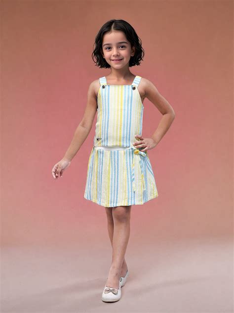 Toonyport Girls' Striped Skirt & Top Set | Stylish Cotton Summer Outfit ...