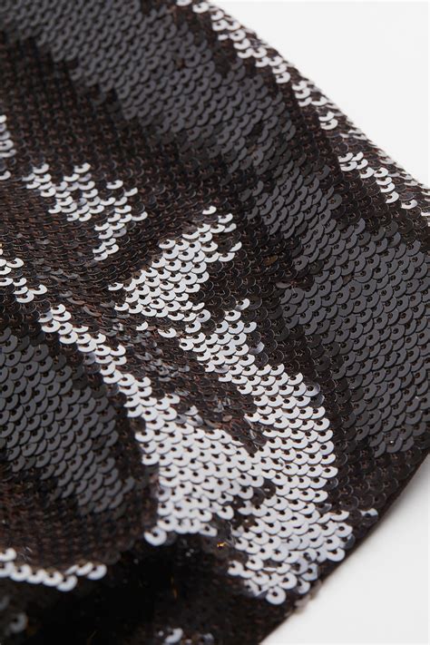 Sequined top - Dark brown - Ladies | H&M IN