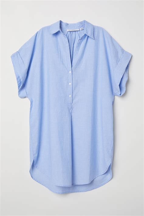 Cotton tunic - Light blue/Striped - Ladies | H&M IN