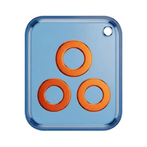 Three orange circles arranged in a triangular shape on a blue ...