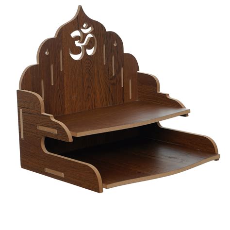 Om Design with Shelf Laminated Wood Pooja Temple/Mandir - eCraftIndia ...