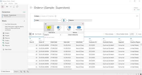 Tableau Data Join 的图像结果