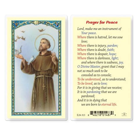 St. Francis Peace Prayer Laminated Holy Card
