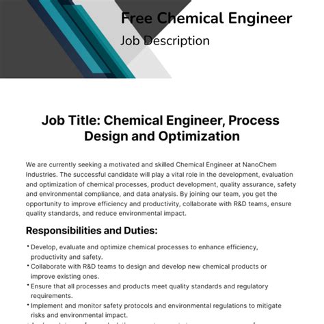Chemical Engineering Job Examples at William Gainey blog