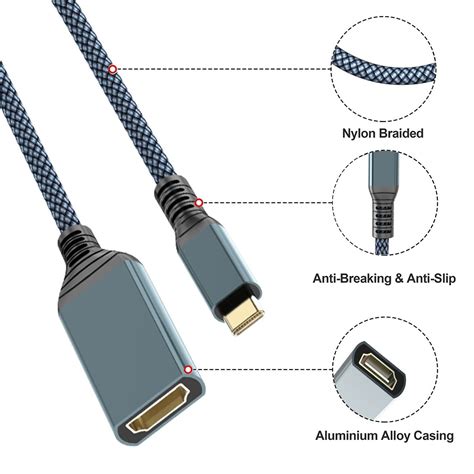 0.2m Type-C to HDMI Adapter Cord High-Speed Transmission TV Projector ...