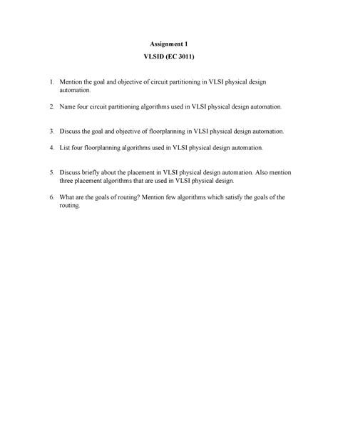 Assignments - Name four circuit partitioning algorithms used in VLSI ...