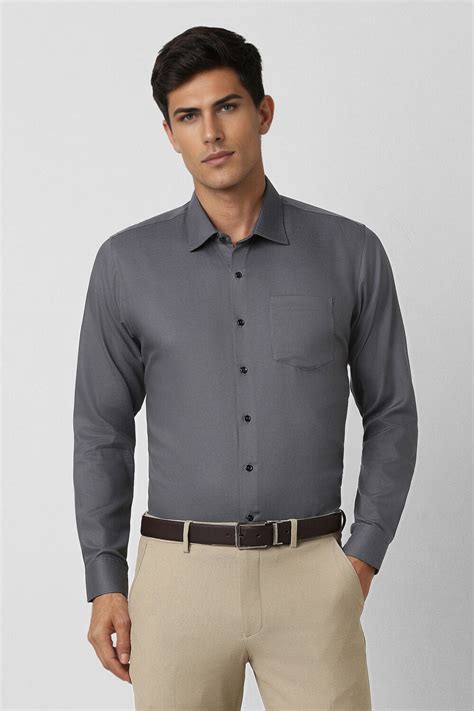 Buy Men Grey Slim Fit Textured Full Sleeves Formal Shirt Online ...