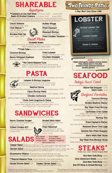 Menus | Two Friends Patio Restaurant