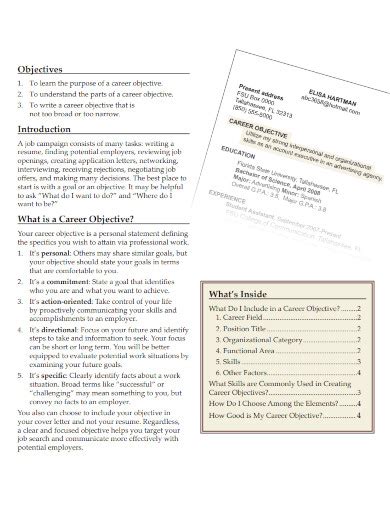 Image result for Objective Statement Form and Examples