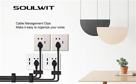 SOULWIT® 50Pcs Self Adhesive Cable Management Clips, Large Cable ...