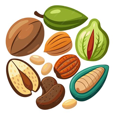 Set of different nuts clip art and Vector Design With White Background ...