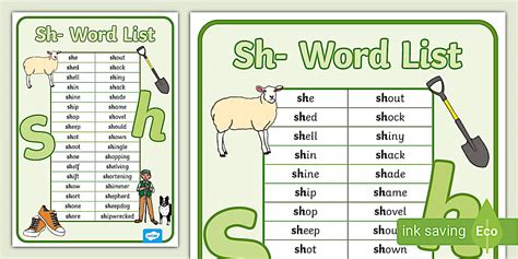 Sh- Word List | Letter-Pairs Word List Beginning with Sh-