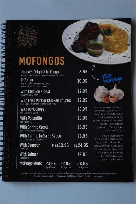 Menu at Juana’s Latin Sports Bar, Miramar