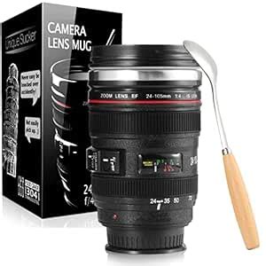Splend Camera Lens Coffee Mug - Stainless Steel Tumbler, Leakproof ...