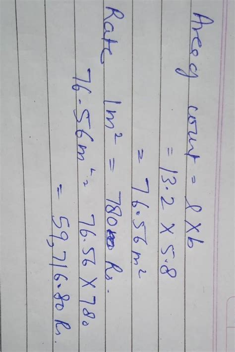 Find the cost of levelling a badminton court 13.2 m long and 5.8 m ...