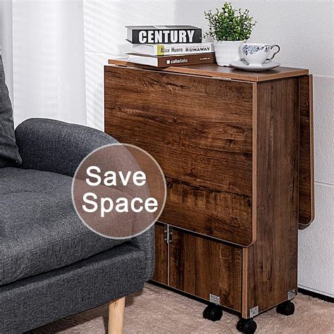 Buy WAYTRIM Folding Dining Table, Versatile Dinner Table with 6 Wheels ...