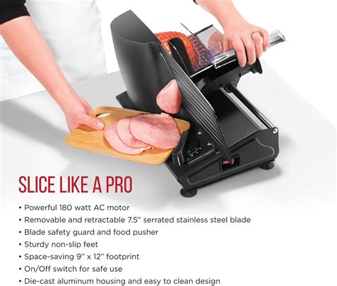 Buy Chefman Die-Cast Electric Deli & Food Slicer Cuts Meat, Cheese ...