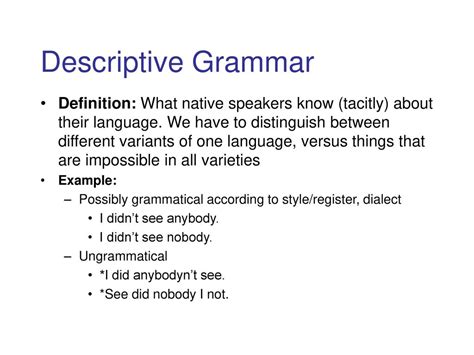 Image result for Example of Descriptive Grammar