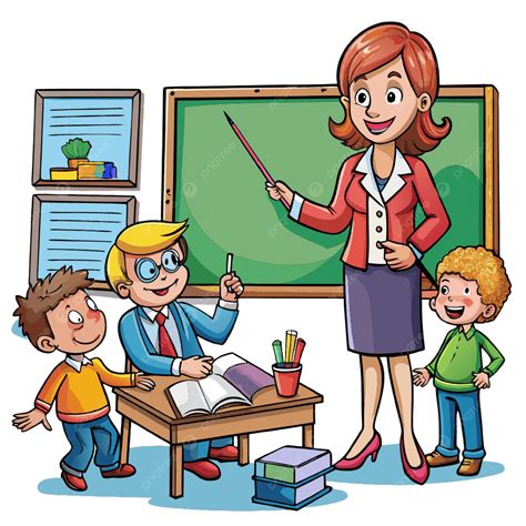 Teachers And Students Engaged In Study, Cartoon, School, Learning PNG ...