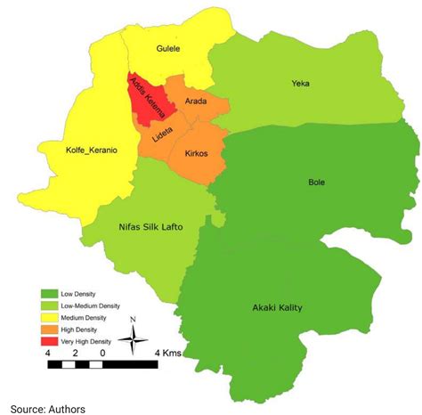 1: population density map of addis ababa based on csa 2013