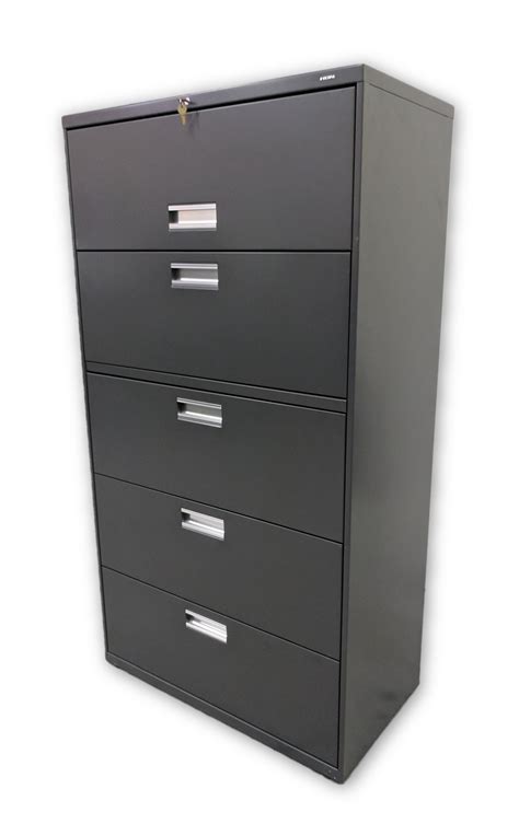 Gray Hon 5 Drawer Lateral Filing Cabinets – 36 Inch Wide