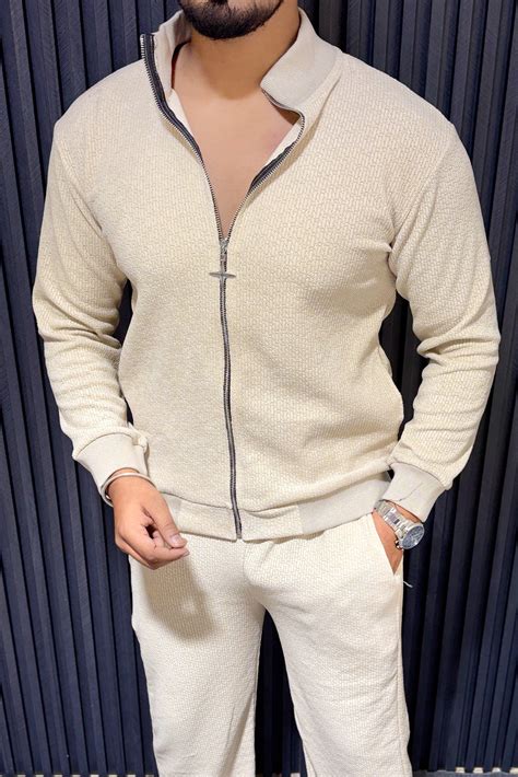 Oversized Solid Jacquard Tracksuit - White – Under Attack