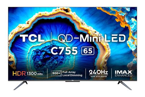 TCL 164 cm (65 inches) 4K Ultra HD Smart QD-Mini LED Google TV 65C755 ...