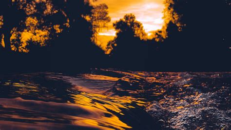 Download wallpaper 2560x1440 waves, water, dark, dusk, sunset ...