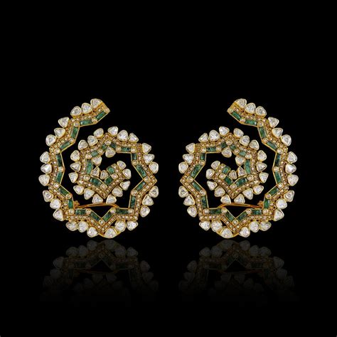 Emerald Swirl Danglers – Kalajee Jewellery