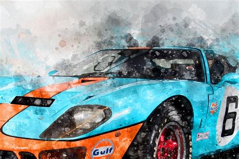 Ford GT40 by Theodor Decker on canvas, poster, wallpaper and more