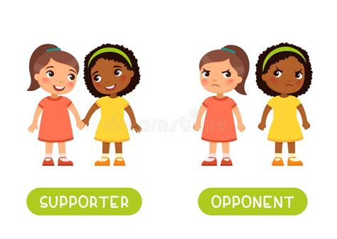 SUPPORTER and OPPONENT Antonyms Flashcard, Opposites Concept. Stock ...