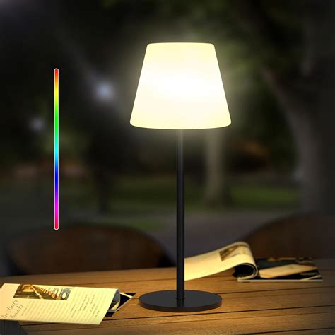 Ecvivk Lampe de table LED d'extérieur sans fil - Blanc chaud et RVB ...