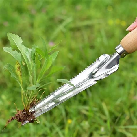Hand Weeder Stainless Steel Garden Weeding Shovel With Wooden Handle ...