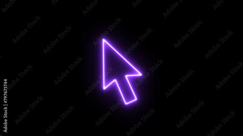 Glowing neon line Computer mouse click cursor arrow icon. Neon Cursor icon. glowing Mouse click ...
