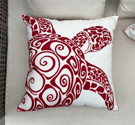 DECOPOW Embroidered Nautical Decor Pillow Cover 18 Square Canvas Pillow ...