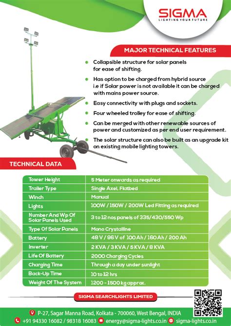 Solar Mobile Lighting Tower - Sigma Search Lights Ltd