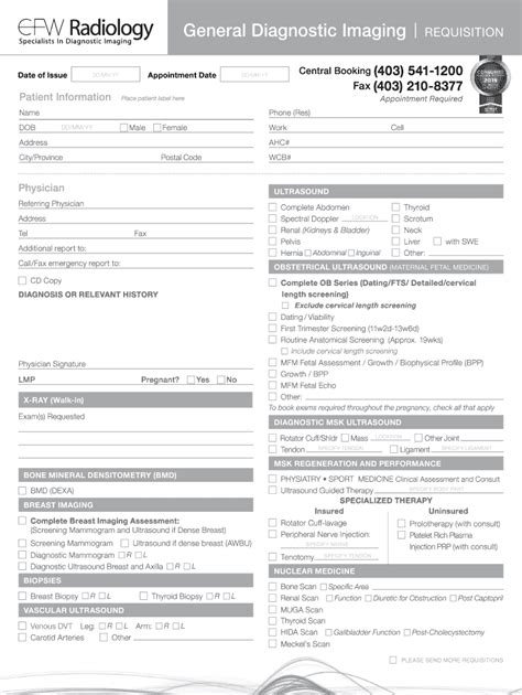 Fillable Online Fillable Online General Diagnostic Imaging REQUISITION ...