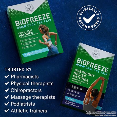 Buy Biofreeze Overnight Pain Relief Patches (4 Per Box) and XL Menthol ...