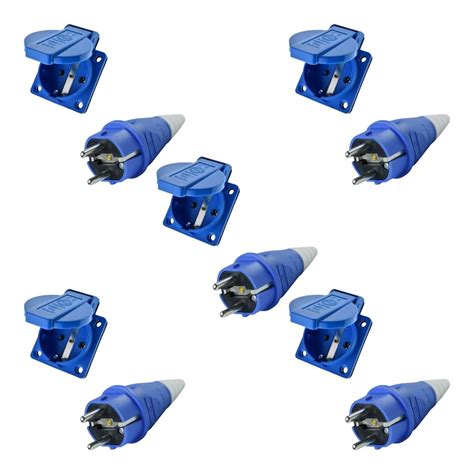 LEYDEN® 2P+E, 16A, 220VAC, Industrial Panel Socket with Plug IP44 ...