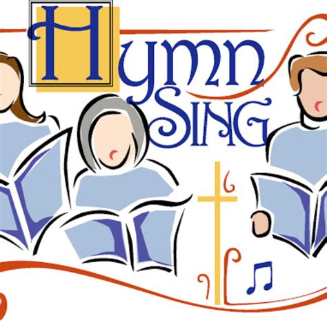 A clipart image of a man singing from a red hymn book titled 'Favorite ...